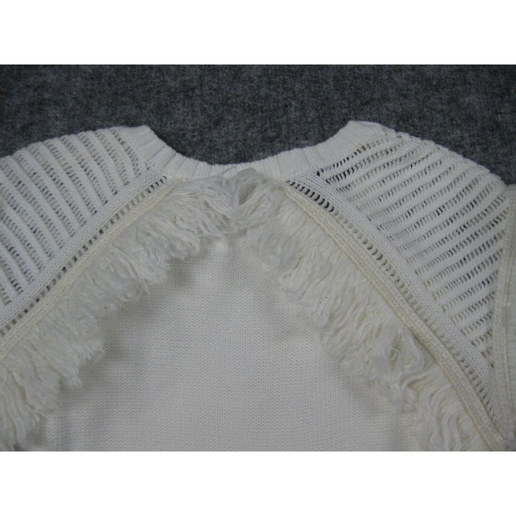 BCBGMaxazria Sweater Women Small Crochet Ivory Fringe Soft Girl Core Boho - Picture 6 of 15